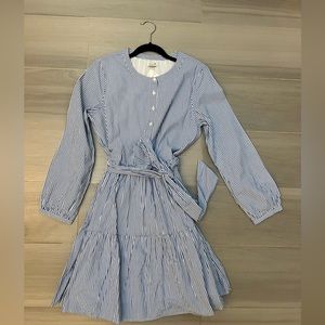 J Crew - Striped tie-waist mini dress in cotton poplin